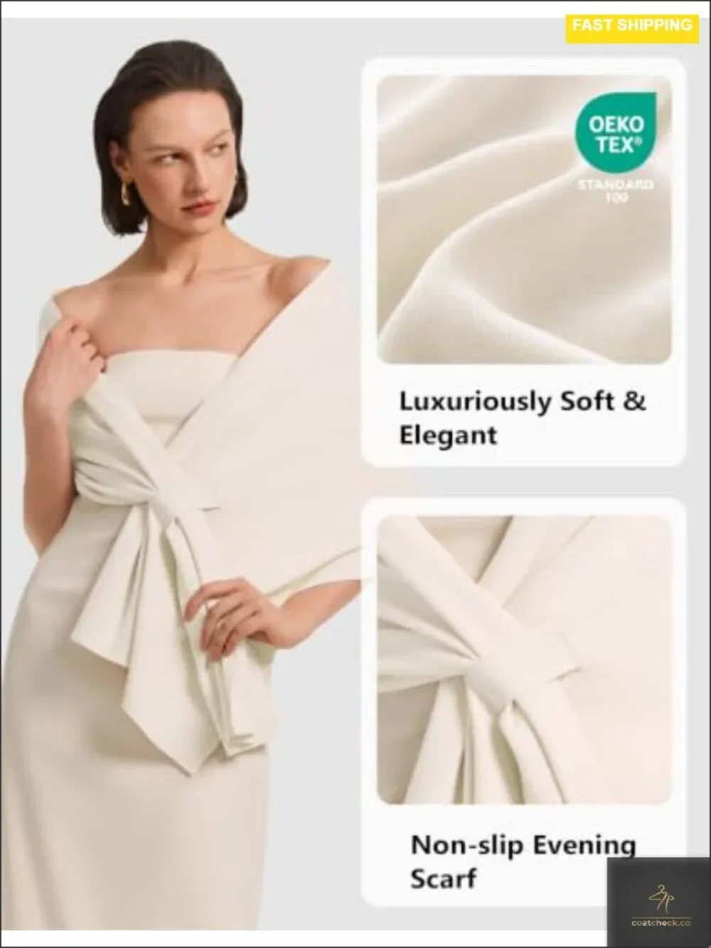 Elegant Pashmina Shawl Wrap Pull Through Scarf for Evening Dress Formal